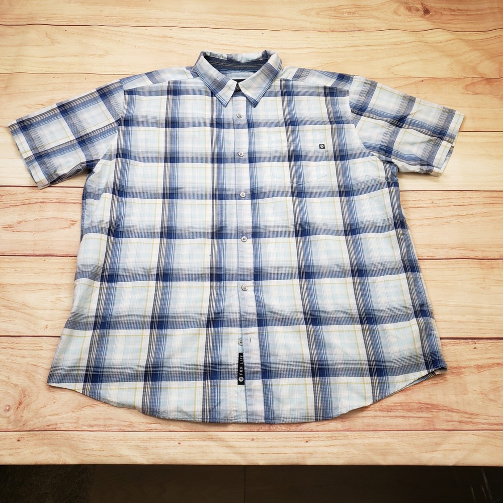 Marmot Shirt Mens XXL Blue Plaid Short Sleeve‎ Button Up Hiking Outdoor Adult